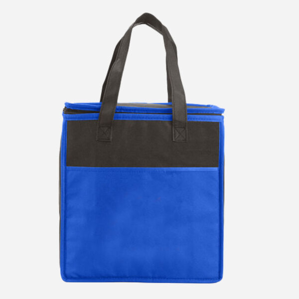 Two-Tone Flat Top Insulated Non-Woven Shopping Tote Bag Thumbnail