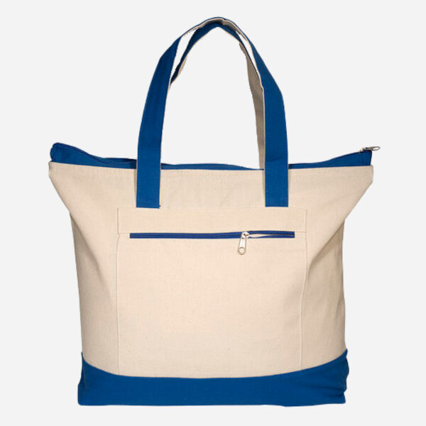 Zippered Cotton Canvas Tote Bag Thumbnail