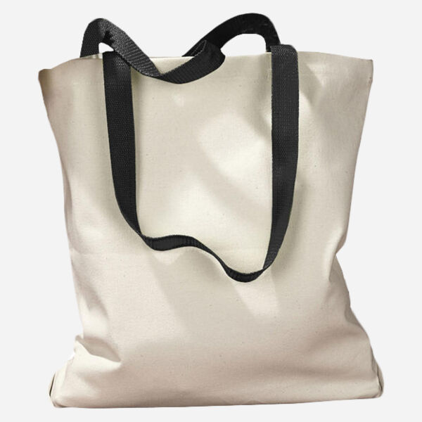 Canvas Tote with Contrast-Color Handles Thumbnail
