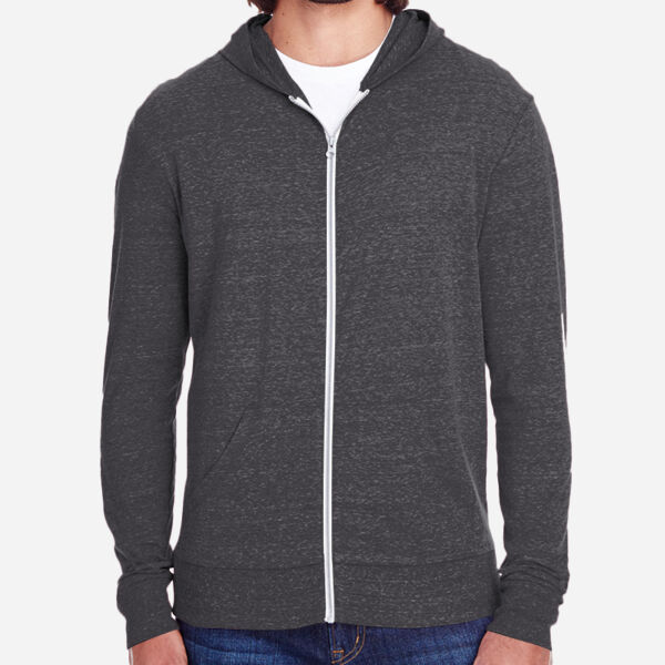Unisex Triblend Full-Zip Lightweight Hooded Sweatshirt Thumbnail