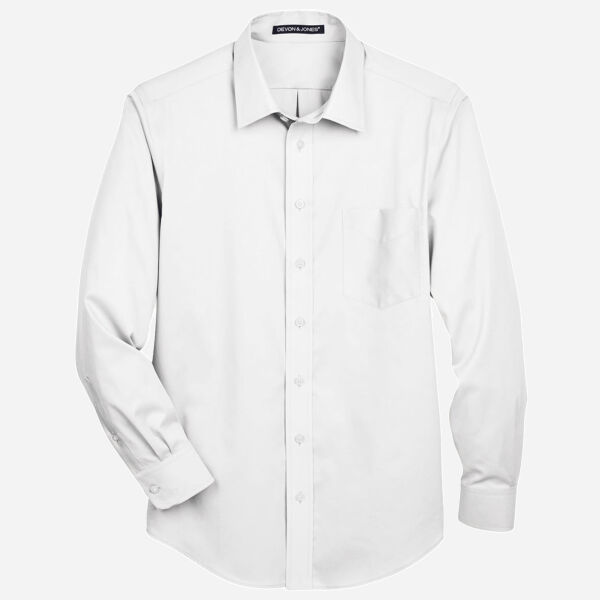 Men's Tall Crown Collection® Solid Stretch Twill Woven Dress Shirt Thumbnail