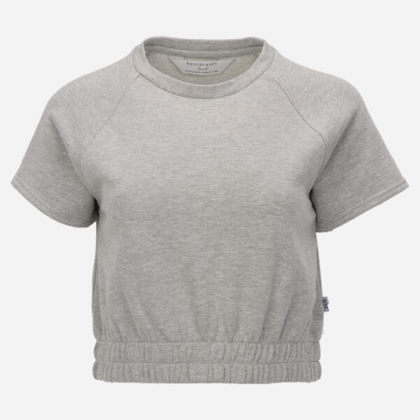 Women's French Terry Short Sleeve Cropped Crewneck Sweatshirt Thumbnail