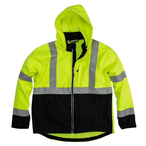 Men's Tall Hi-Vis Class 3 Hooded Soft Shell Jacket Thumbnail