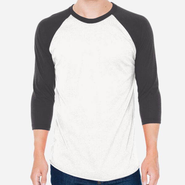Unisex USA-Made 50/50 Poly/Cotton Raglan Three-Quarter Sleeve Tee Thumbnail