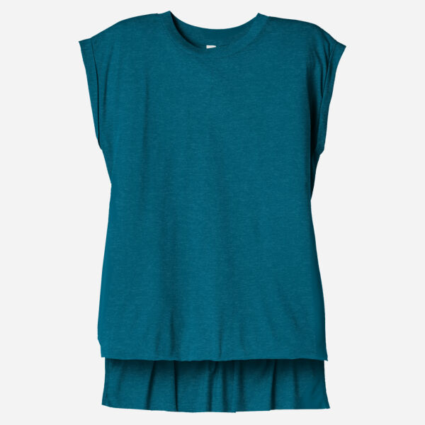 Women's Flowy Muscle Tee with Rolled Cuffs Thumbnail