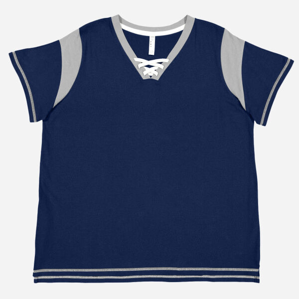 Women's Curvy Lace Up Fine Jersey Tee Thumbnail