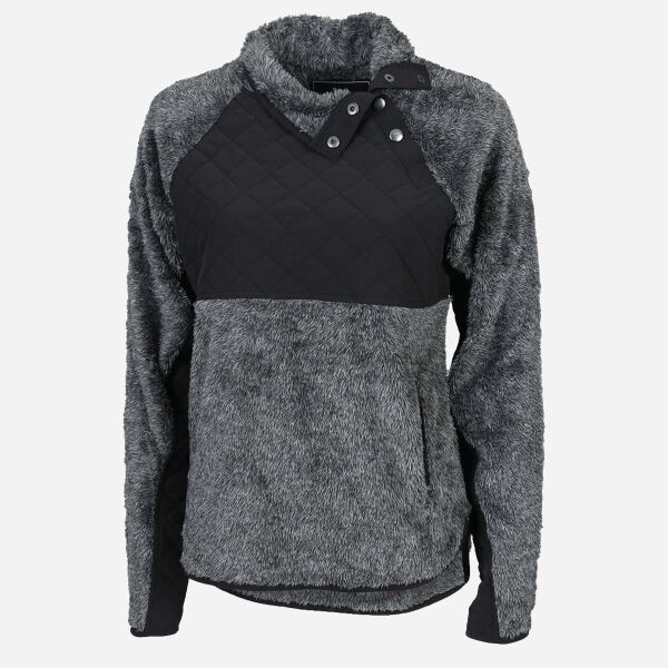 Women's Quilted Fuzzy Fleece Snap Placket Pullover Thumbnail
